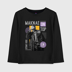 Лонгслив хлопковый детский Stray kids Maknae on top IN, цвет: черный