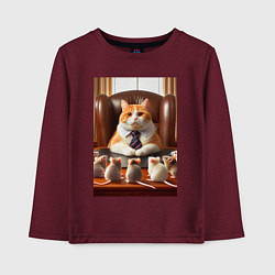 Детский лонгслив Рыжий кот босс - нейроарт