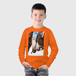 Лонгслив хлопковый детский Western style, цвет: оранжевый — фото 2