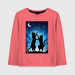 Детский лонгслив Танцующие коты под звёздным небом