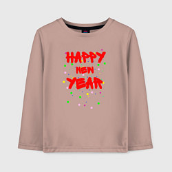 Детский лонгслив Happy New Year ярко-красным