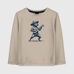 Детский лонгслив Питбуль играет на гитаре укулеле мексиканской