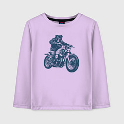 Детский лонгслив Ротвейлер байкер на мотоцикле чоппере