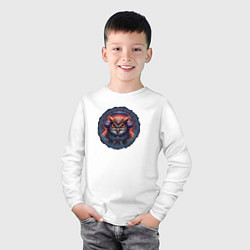 Лонгслив хлопковый детский Сова в наушниках в стиле киберпанк, цвет: белый — фото 2