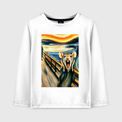Лонгслив хлопковый детский Мышка кричит на картине Эдварда Мунка - мем искусс, цвет: белый