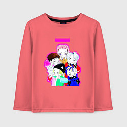 Лонгслив хлопковый детский Big bang в аниме стиле, цвет: коралловый
