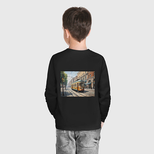 Детский лонгслив Мозаика трамвай / Черный – фото 4