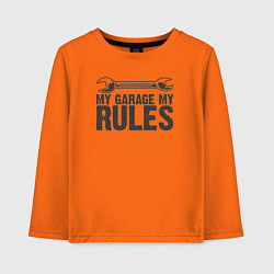 Детский лонгслив В моём гараже мои правила