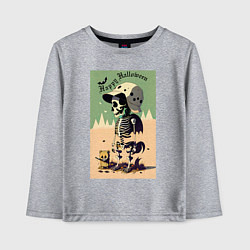 Детский лонгслив Прикольный черепок - хэллоуин