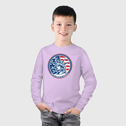 Лонгслив хлопковый детский USA flag New York, цвет: лаванда — фото 2