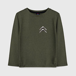 Лонгслив хлопковый детский Citroen metal logo, цвет: меланж-хаки