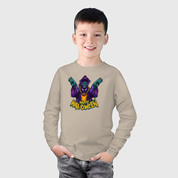 Лонгслив хлопковый детский Magic halloween, цвет: миндальный — фото 2