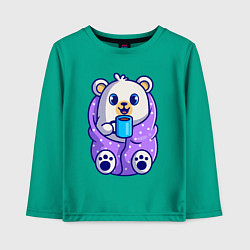 Детский лонгслив Белый мишка в одеяле