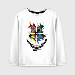 Лонгслив хлопковый детский Hogwarts School of Witchcraft and Wizardry, цвет: белый