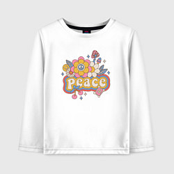 Лонгслив хлопковый детский Peace, цвет: белый