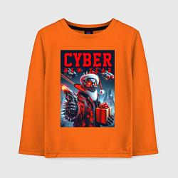 Детский лонгслив Cyber Santa with a gun - ai art