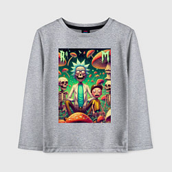 Детский лонгслив Рик и Морти под грибами - нейроарт