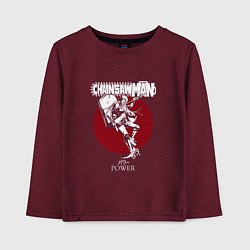 Лонгслив хлопковый детский Человек-бензопила Пауэр луна, цвет: меланж-бордовый