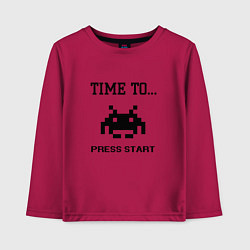 Лонгслив хлопковый детский Time to press start, цвет: маджента