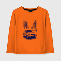 Детский лонгслив Автомобиль в синих тонах