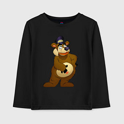 Лонгслив хлопковый детский Мишка-почтальон, цвет: черный