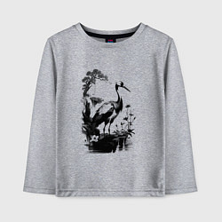 Детский лонгслив Цапля на болоте