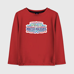 Лонгслив хлопковый детский Зимние праздники, цвет: красный
