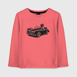 Детский лонгслив Мопс на ретро автомобиле
