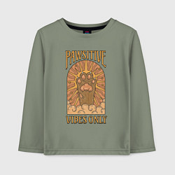 Лонгслив хлопковый детский Pawsitive vibes, цвет: авокадо