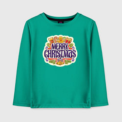 Лонгслив хлопковый детский Merry christmas, цвет: зеленый