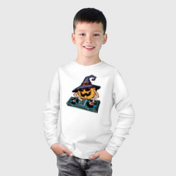 Лонгслив хлопковый детский Тыква диджей, цвет: белый — фото 2