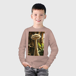 Лонгслив хлопковый детский Кот с длинной шеей, цвет: пыльно-розовый — фото 2