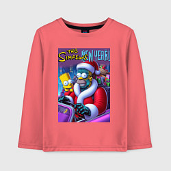 Детский лонгслив Кибер Гомер Симпсон с сыном за рулём автомобиля