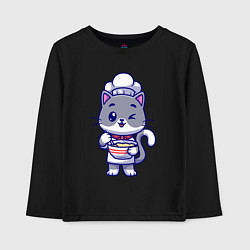 Детский лонгслив Котик на кухне