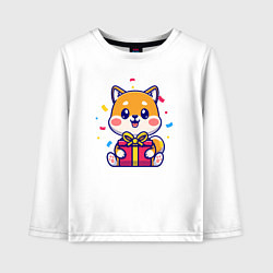 Детский лонгслив Собачка с подарком