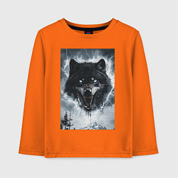Лонгслив хлопковый детский Волк с оскаленной пастью, цвет: оранжевый