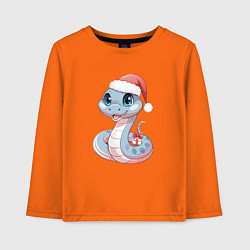 Детский лонгслив Голубая новогодняя змея с подарком