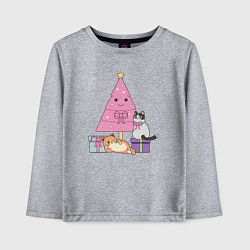 Детский лонгслив Котики под елкой