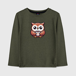 Детский лонгслив Совушка с кофе