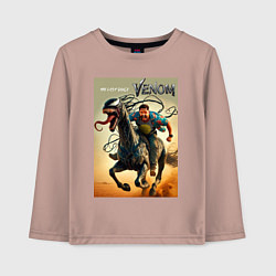 Лонгслив хлопковый детский Eddie rides a symbiote horse - Venom 3, цвет: пыльно-розовый