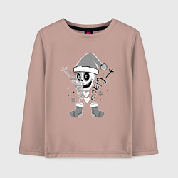 Детский лонгслив Новогодний скелетик чб