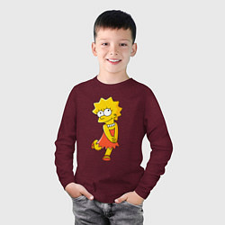 Лонгслив хлопковый детский Lisa Simpson, цвет: меланж-бордовый — фото 2