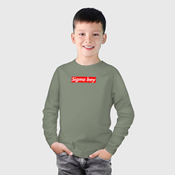 Лонгслив хлопковый детский Сигма бой supreme style из песни мерч - тик-ток ме, цвет: авокадо — фото 2