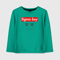 Детский лонгслив Sigma boy roblox face - gaming meme collab