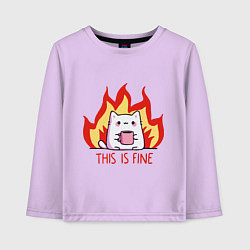 Лонгслив хлопковый детский Cat - this is fine, цвет: лаванда