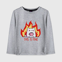 Детский лонгслив Cat - this is fine