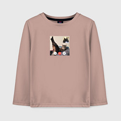 Лонгслив хлопковый детский Видеозвонок с кошкой - мем для пары, цвет: пыльно-розовый