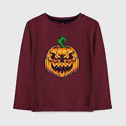 Лонгслив хлопковый детский Halloween pumpkin, цвет: меланж-бордовый