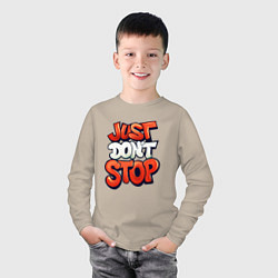 Лонгслив хлопковый детский Just dont stop, цвет: миндальный — фото 2
