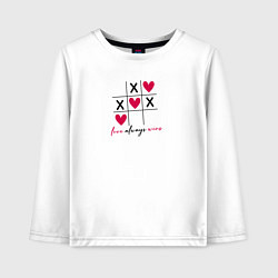 Детский лонгслив Любовь всегда побеждает - крестики-нолики, но с се